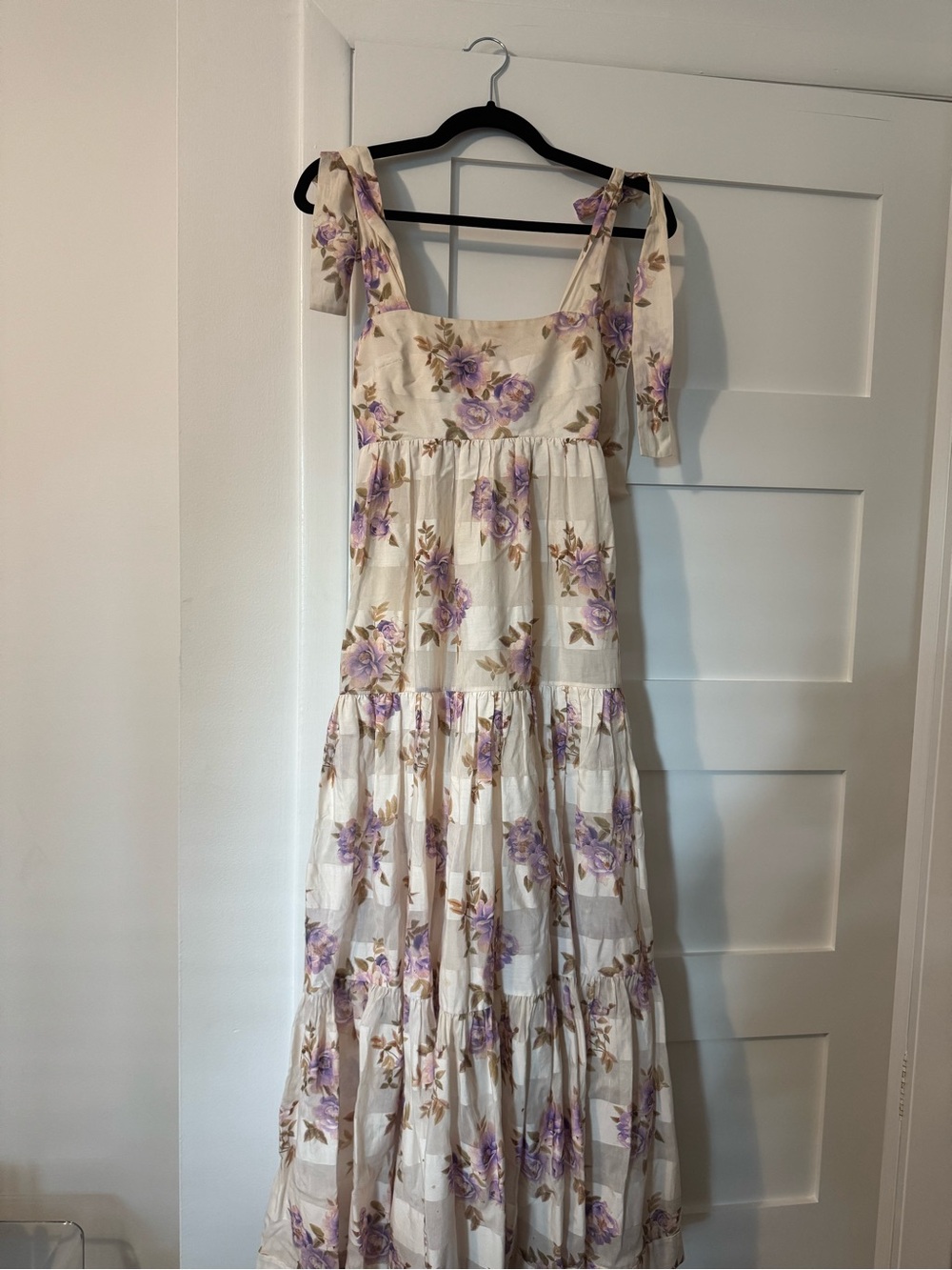 Zimmermann Cream Maxi Dress with Lavender Floral Print